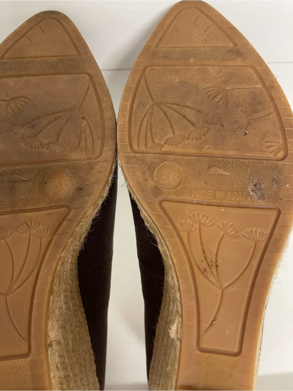Viscata Barcelona brown canvas espadrille wedge pumps, size 36